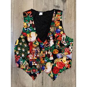 Grandma Maximalist Christmas Vest Santa Nutcracker Snowman Holiday Vintage Vest